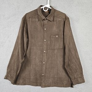 Claiborne Metro Concepts Men's Micro Suede Brown Long Sleeve Shirt Size L